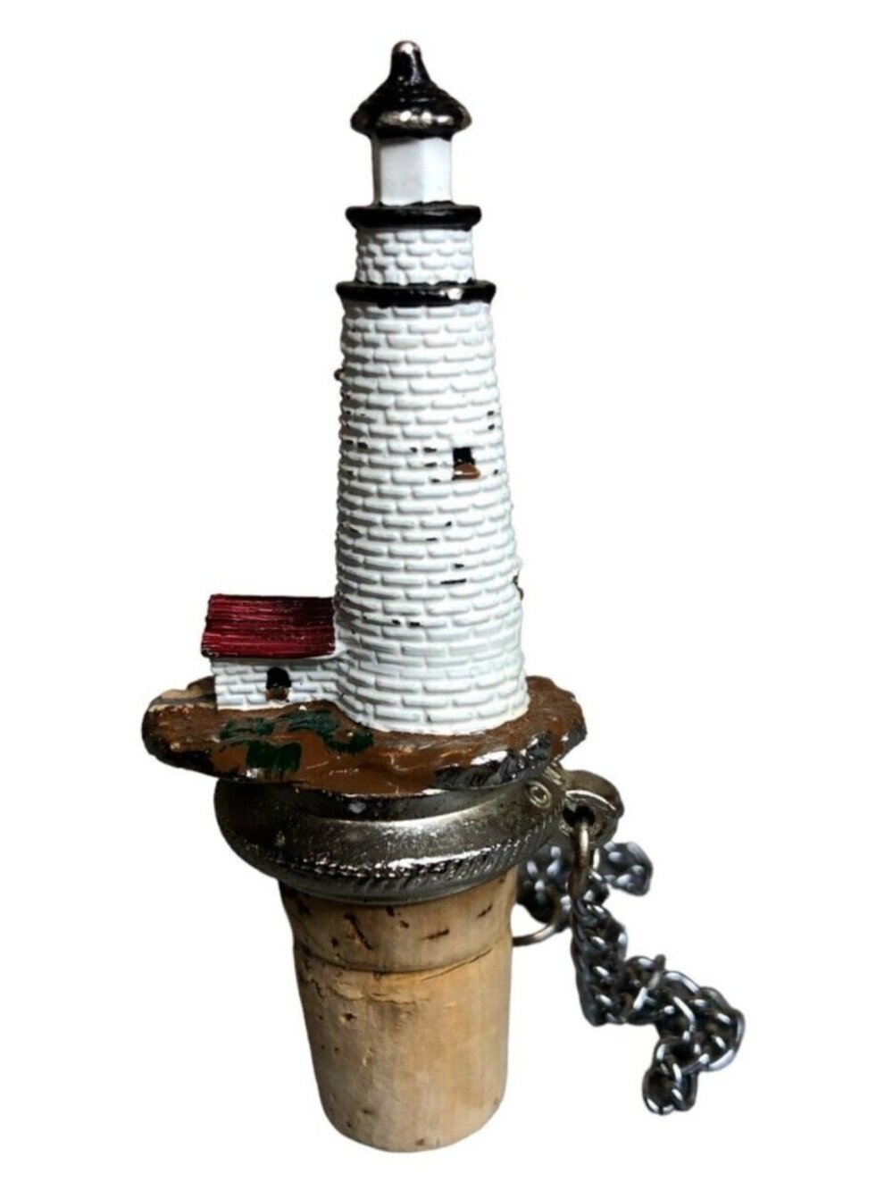 WTU Lighthouse Bottle Stopper Wine Liquor with Chain 3.75" Vintage Nautical Deco - Picture 7 of 10